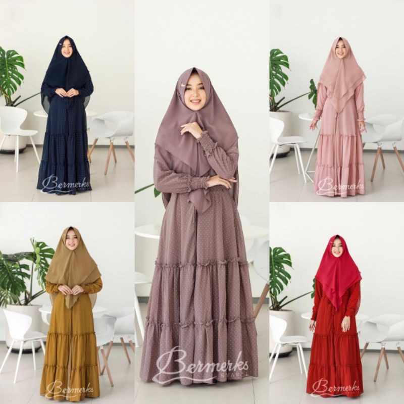 GAMIS SET HIJAB BRAND ORI BERMERKS