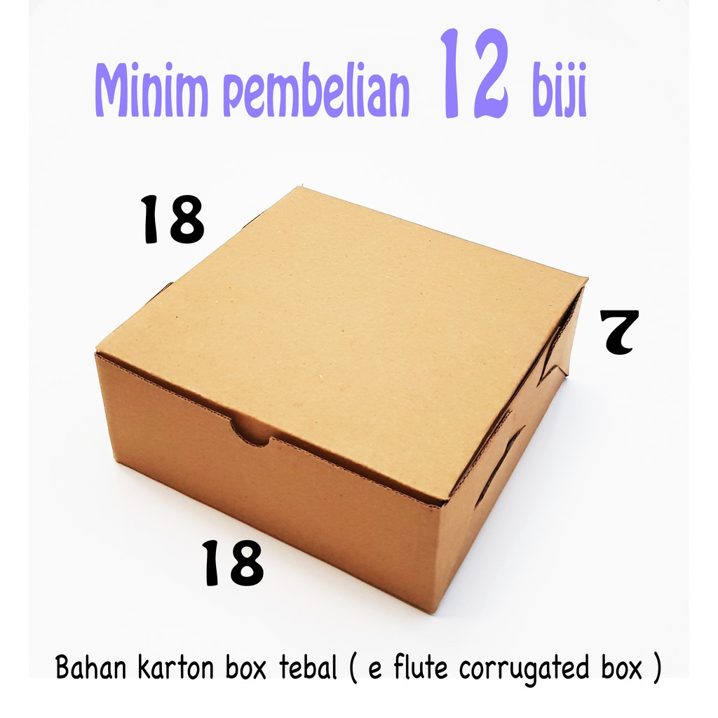 Jual Box Roti 18 X 18 Dus Kue Kraft Kardus Coklat Kotak Cake Karton Packing Nasi Snack Dos Food 3088