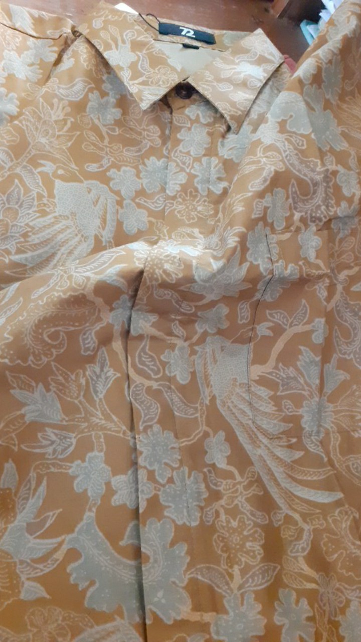 Kemeja Batik Pria Lengan Pendek Premium Warna Kuning Orange Coklat 729846 Cap 72