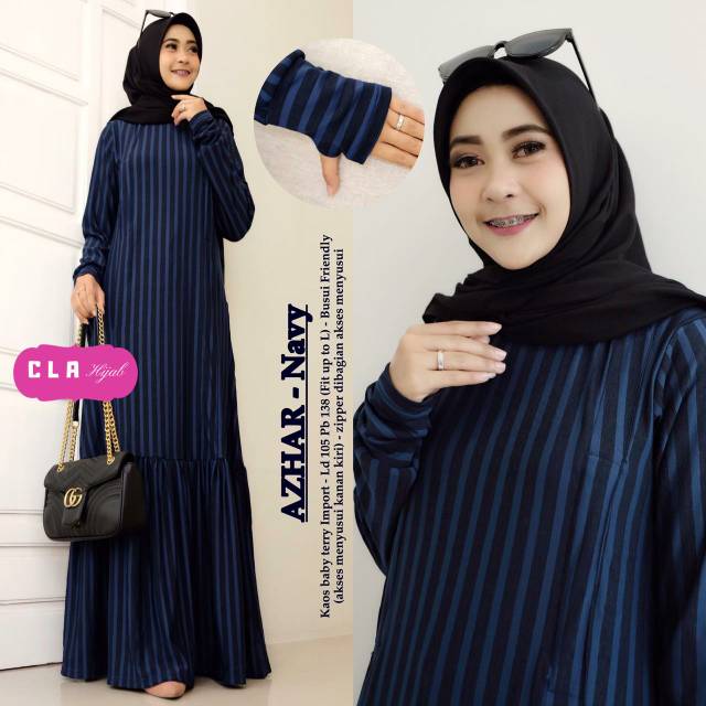 RESTOCK  Azhar Dress by CLA HIJAB (NAVY MASIH)