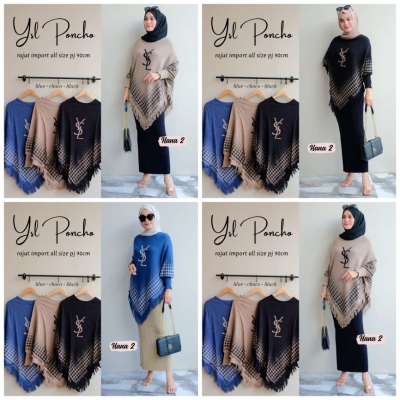 RAJUT PONCHO IMPORT - YSLL PONCHO ORI BY HANA