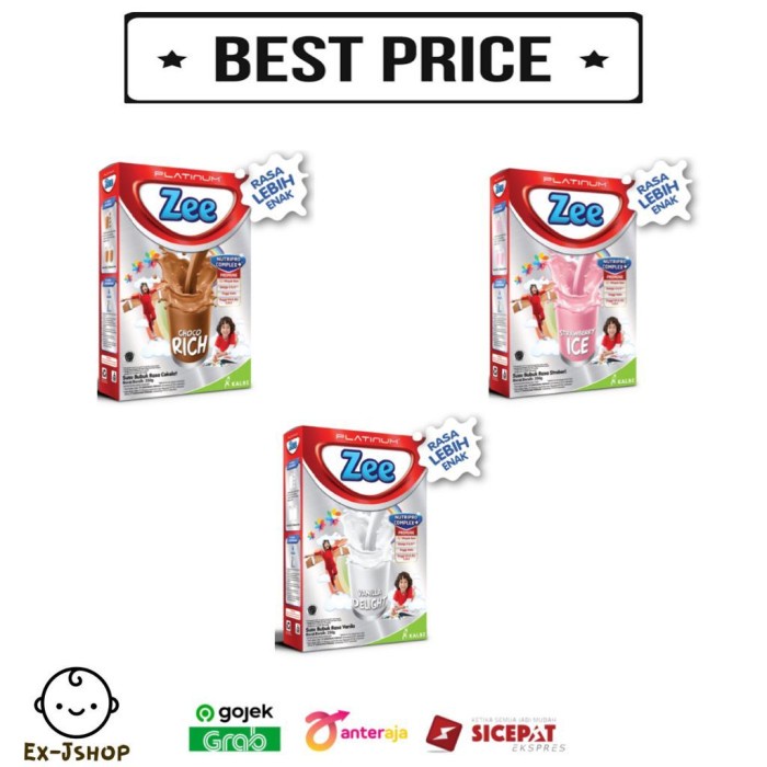 Zee Platinum 350gr rasa vanila, coklat, strawberry, SUSU ZEE PLATINUM