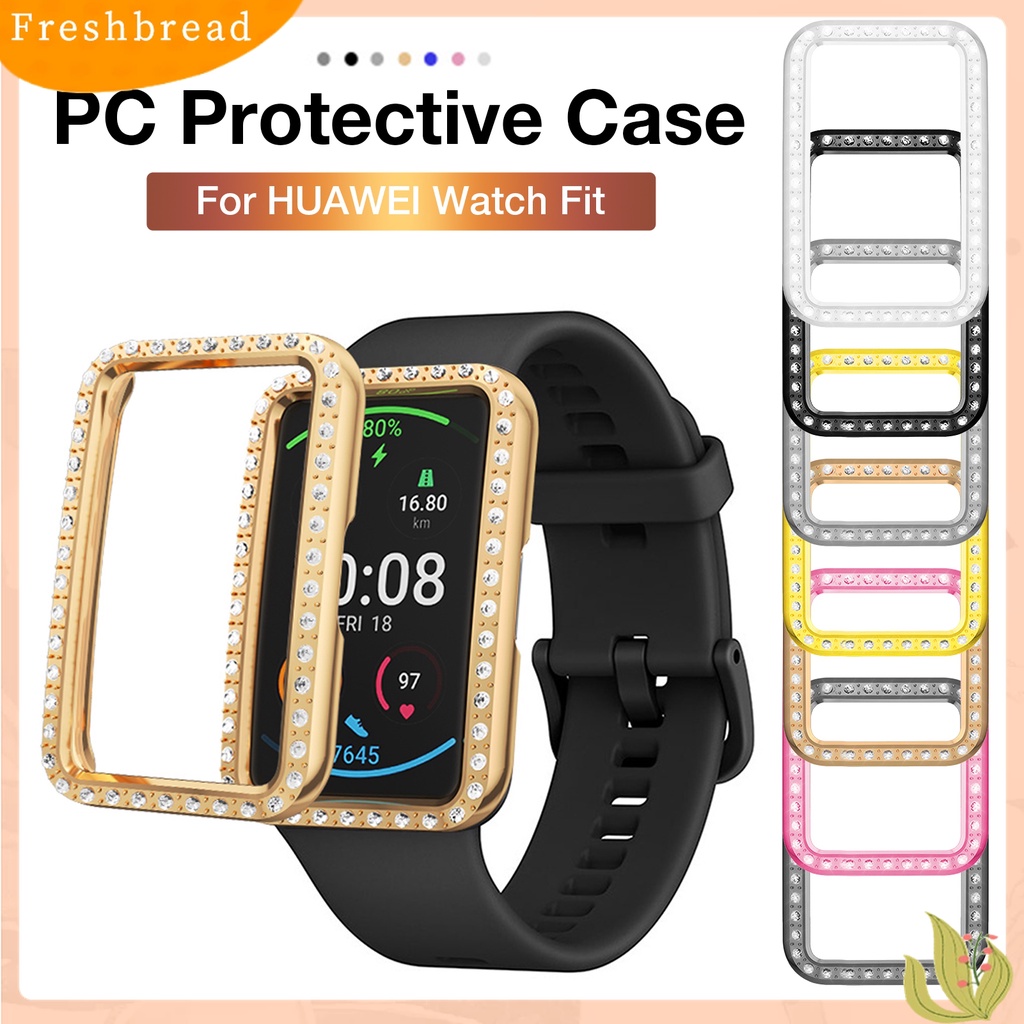 Terlaris Protective Shell Rhinestone Inlaid Full Protective PC Smartwatch Protective Case for HUAWEI Watch Fit