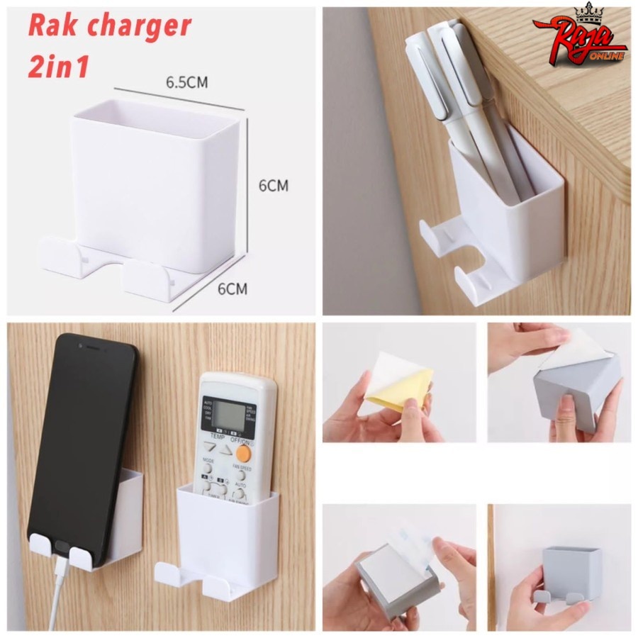 HR2 - 2 IN 1 Tempat Chager Cas HP AC Rak Colokan Kabel