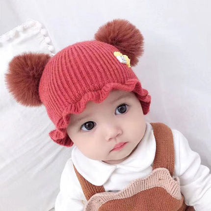 ByKiddos - Topi Bayi Anak Pompom Renda Bunga / Kupluk Bayi Renda Motif Bunga Polosan 6 Bulan - 2 Tahunan