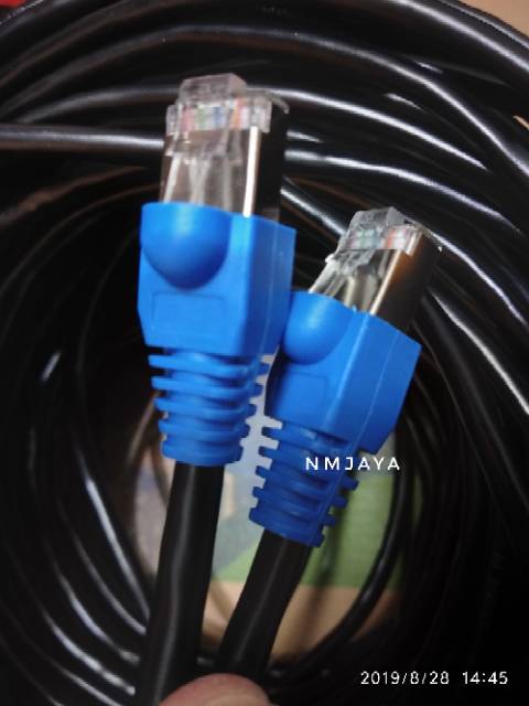 Kabel Lan Outdoor 70 Meter FTP CAT5e Siap Pakai sudah dicrimping rj45 besi dan plugbooth Hitam