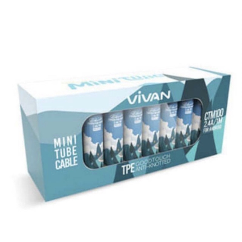 VIVAN CTM100 Kabel data android Fast Charge  1M FLAT MIKRO USB MINI TUBE DATA CABLE FOR ANDROID COLORFUL