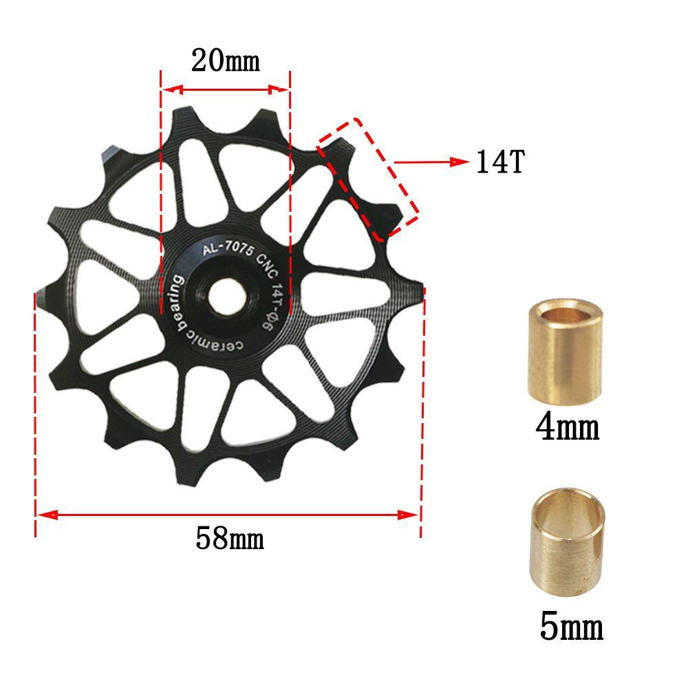 Lanfy Ceramic Pulley Rear Derailleur Red Blue Green Guide Roller Sepeda Jalan 12T 14T Roller Pemandu Belakang Bearing Keramik Derailleur Belakang Pulley