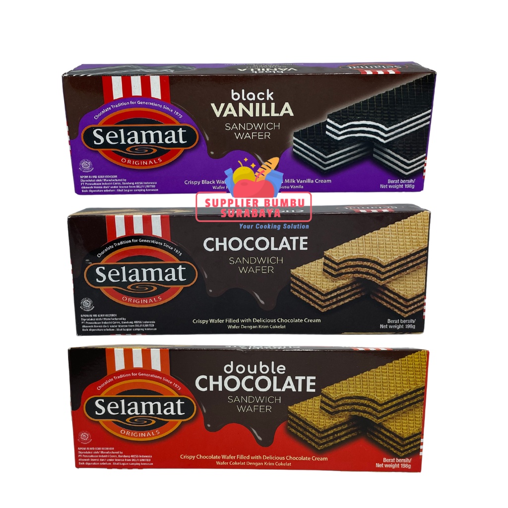 Selamat Wafer Coklat Chocolate Sandwich Black Vanilla 145g