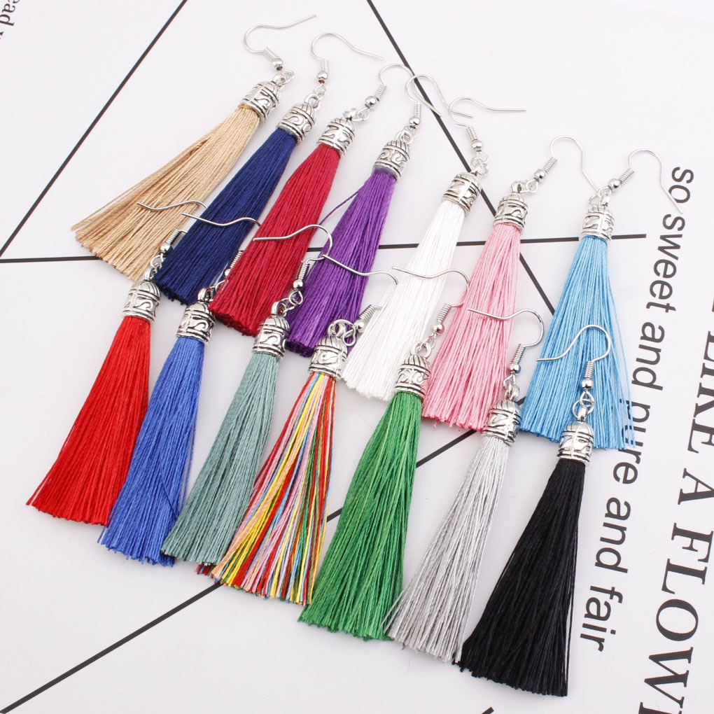 Fashion rumbai aksesoris Eropa dan Amerika kreatif berlebihan panjang alloy woven anting-anting gaya