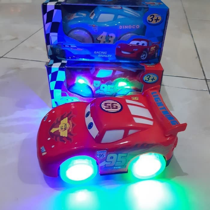 Mainan Mobil Cars Bump Go Baterai Lighting McQueen Anak Batre Edukatif