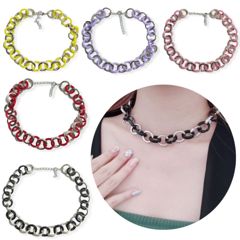 Kalung Rantai Akrilik Kombinasi Valerie Acrilic Chain Necklace Edgy Colorful