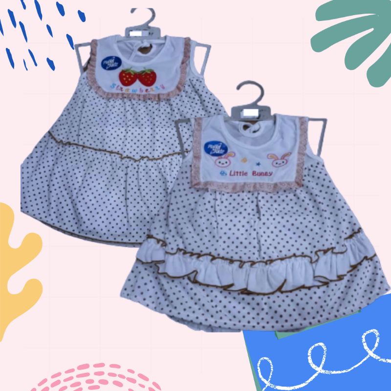 baju bayi perempuan lucu/dress bayi perempuan/baju bayi perempuan putih tanpa lengan/pendek/ baju bayi 0-6 bulan