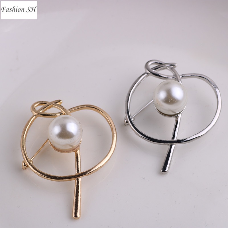 M40135 Bros / Pin Desain Simple Cantik Bebas Jahitan Warna Gold / Silver