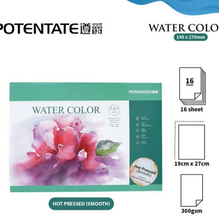 

Sketsagambar- Potentate Water Color Pad 270 X 195 Mm 300 Gsm 16 Sheets Hot Pressed -Buku-Gambar-