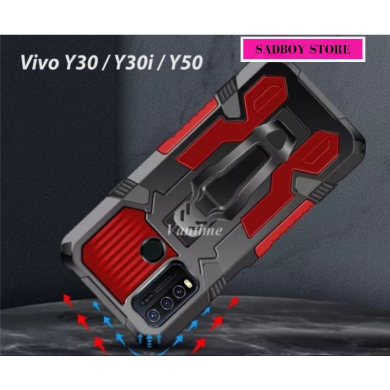 Soft Case Belt Clip VIVO Y30 - Y30i - Y50 Case Robot Betl Clip Standing Cover Armor Rugged Case Hp S