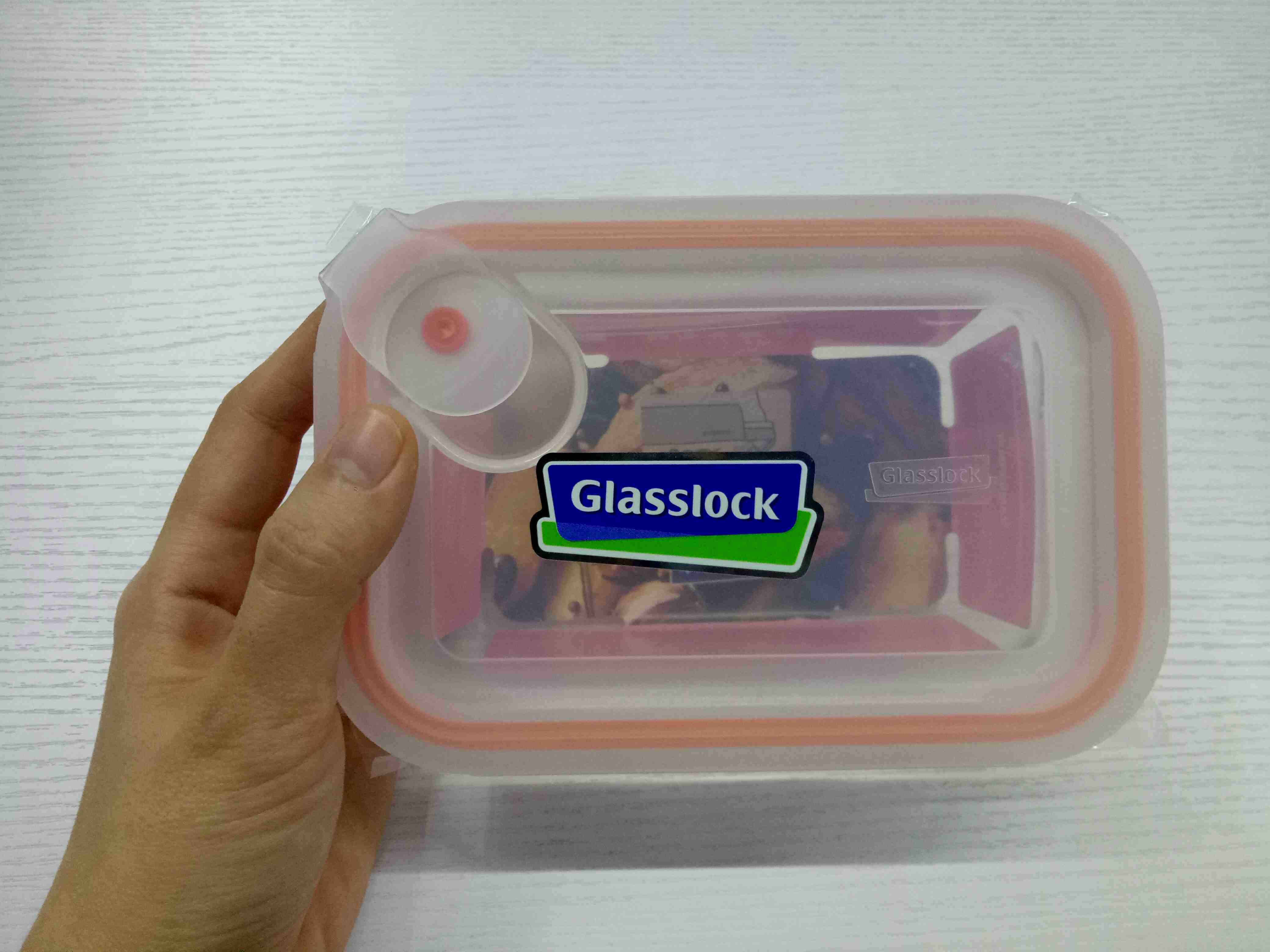 Tempat Makan 480 Ml Glasslock Oven Safe Wadah Makanan Aircap Lunch Box - Oranye