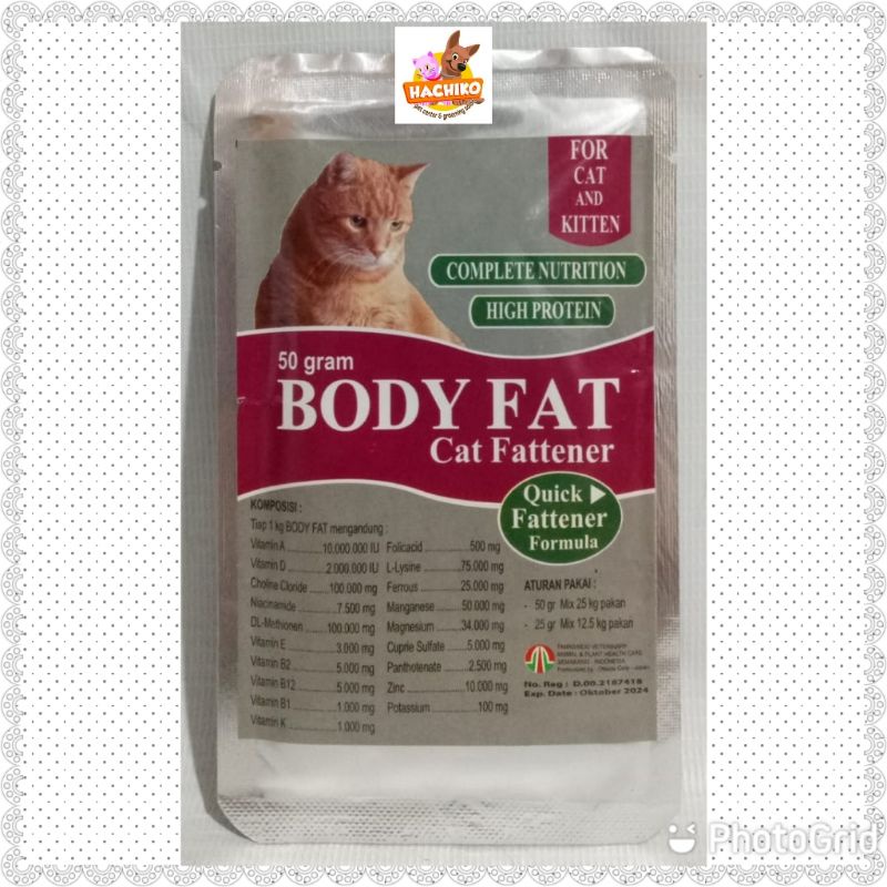 Body Fat Cat Fattener 50gr/Suplemen penggemuk badan kucing/Body Fat