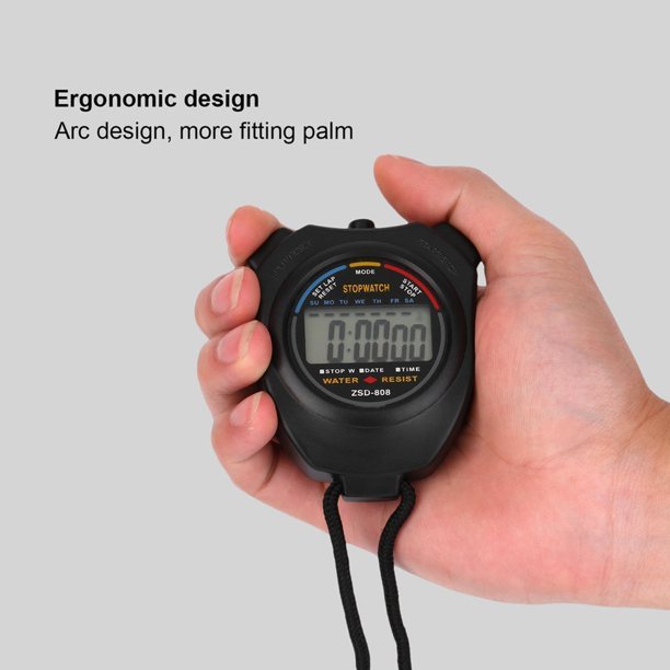 Digital Sport Stopwatch handheld waterproof Olahraga Gym Maraton with alarm + Strap