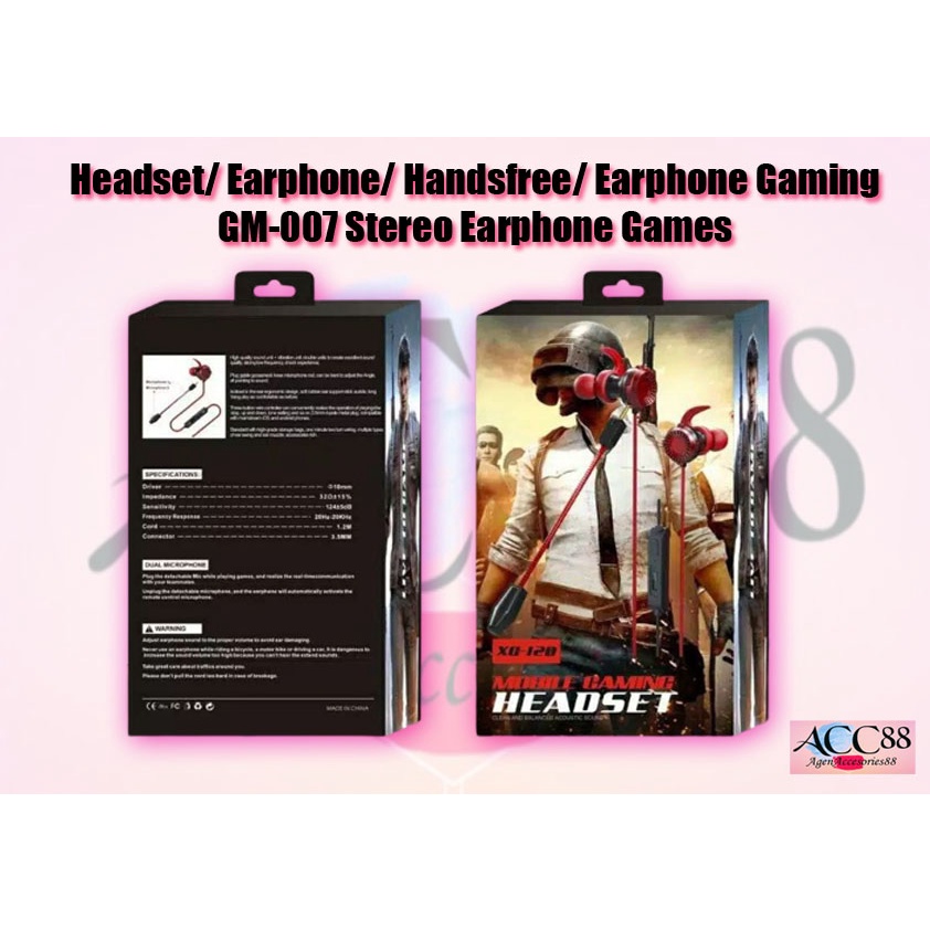 Headset/ Earphone/ Handsfree/ Earphone Gaming GM-007 Stereo Earphone Games