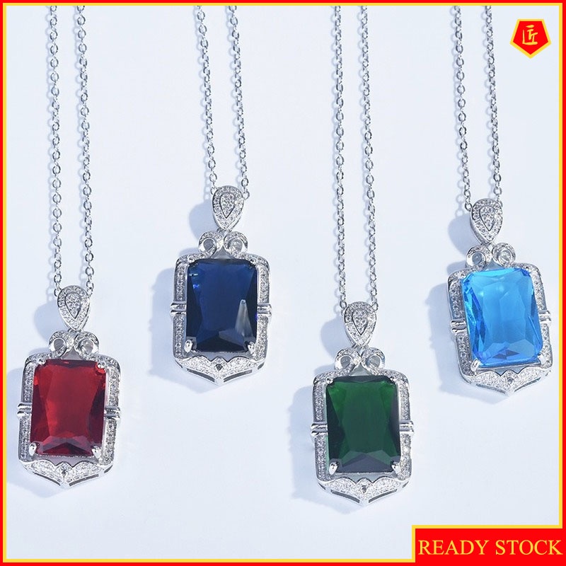 [Ready Stock]Fashion Luxury 18K Gold Plating Colorful Gemstone Pendant Necklace