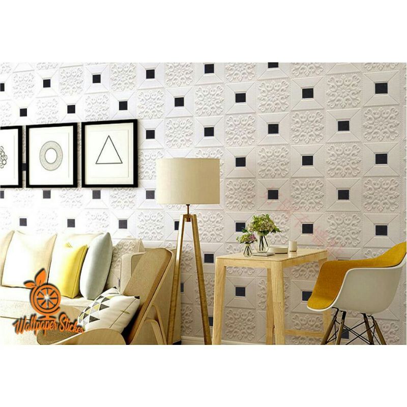Wallpaper Dinding 3d Foam Motif Batik wallfoam berkwalitas-Wall Batik Hitam