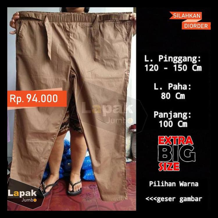 100%ORIGINAL CELANA EXTRA JUMBO WANITA CELANA CEWEK PANJANG BIG SIZE PANTS JOGER - HITAM [PRODUK