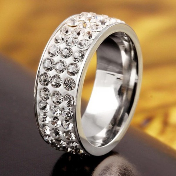 PGX Cincin Titanium Couple Silver Berlian Aksesoris Fashion Perhiasan Anti Karat - TC023