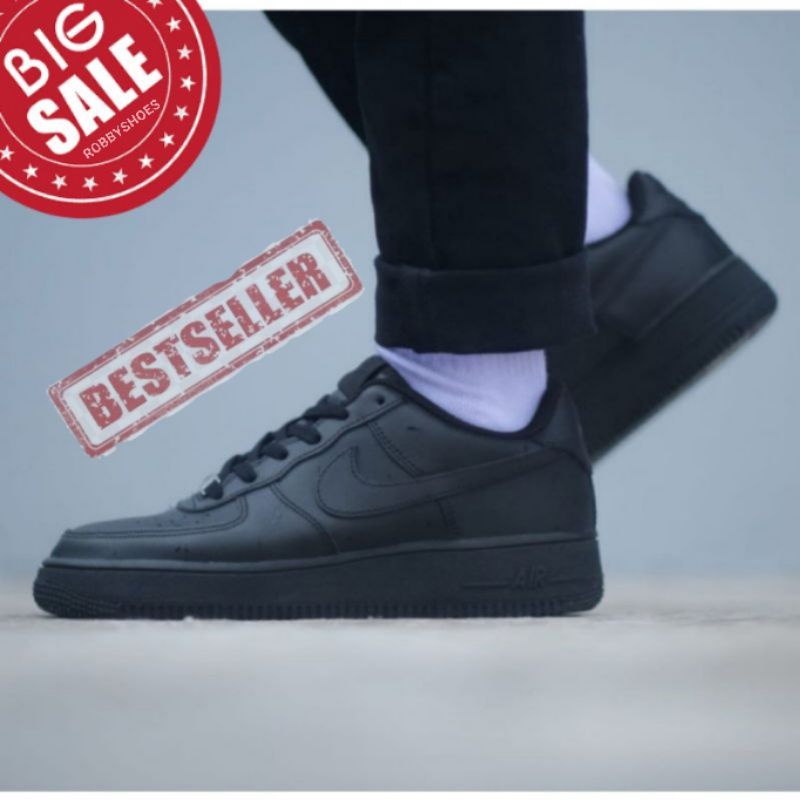 Sepatu Air Force 1 Full Black High Prem Quality Sepatu Hitam Polos