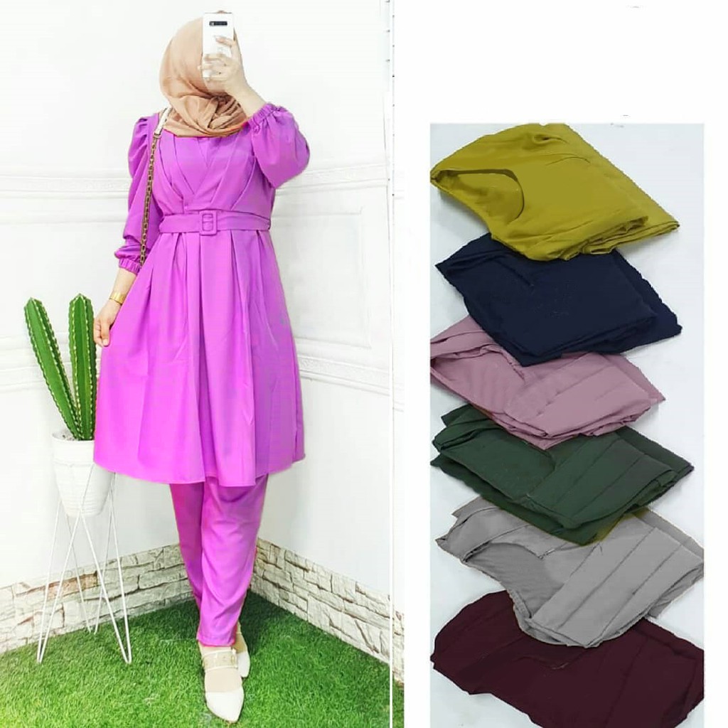 SET FENITA 3IN1 / SETELAN SET TUNIK FENITA READY SIZE L-XL