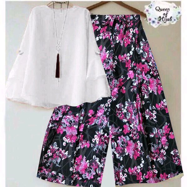 stelan kulot.katun jepang gracia atasan putih