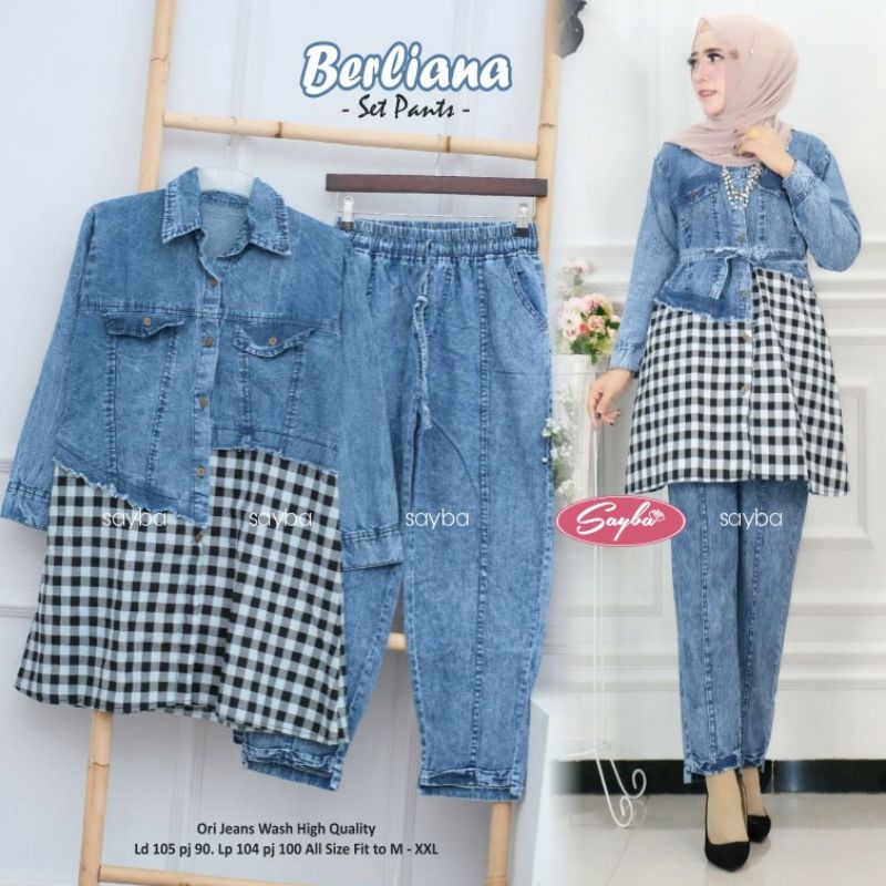 BERLIANA SET PANT | Jeans Ld 102cm | TANIA TUNIK #4 | BAJU JEANS | SETELAN JEANS