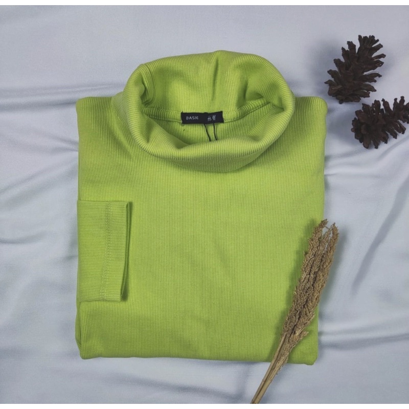 Kaos Turtleneck Pria Wanita Leher Tinggi Rib Premium-Stabilo