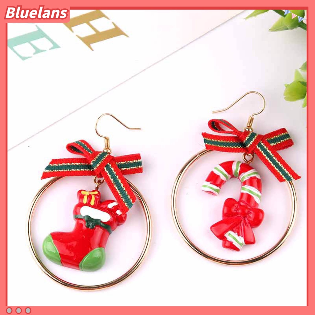 1 Pasang Anting Hoop Desain Snowman Natal Bahan Alloy Untuk Anak Perempuan