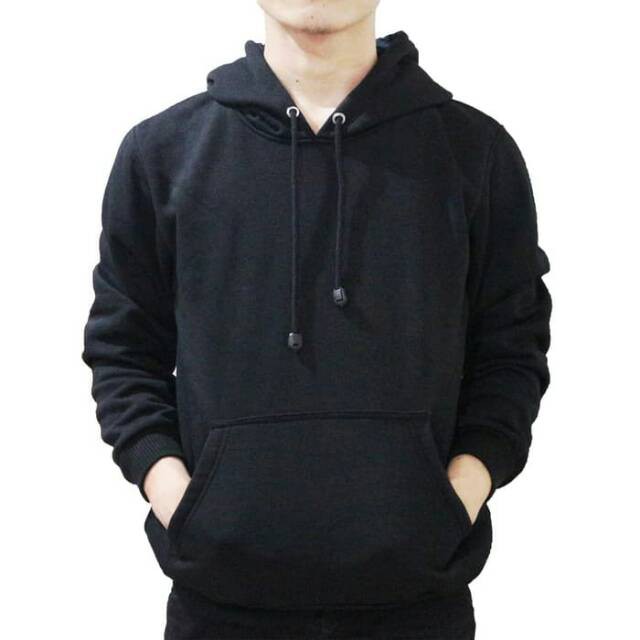 HOODIE POLOS FULL KATUN FLECEE HALUS TEBAL / HOODIE JUMPER POLOS HITAM KEREN TERBARU