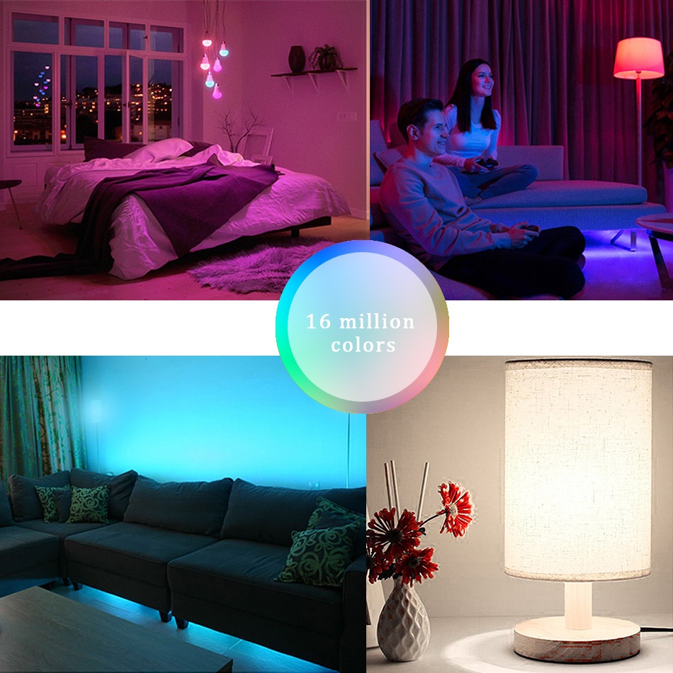 Lampu Bohlam RGB LED dengan Remote Control 220 10W E27, lampu dekorasi rumah, Lampu hias ruang keluarga, Kamar tidur, Lampu Tidur E27 RGBW LED Bulb Lights 3W 5W 6W 10W 110V 220V Lampada Changeable Colorful RGB LED Lamp With IR Remote Control