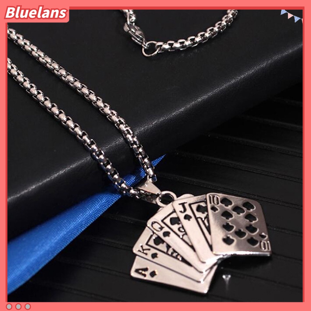 Kalung Panjang Liontin Poker Bahan Alloy Gaya Hip Hop Untuk Unisex