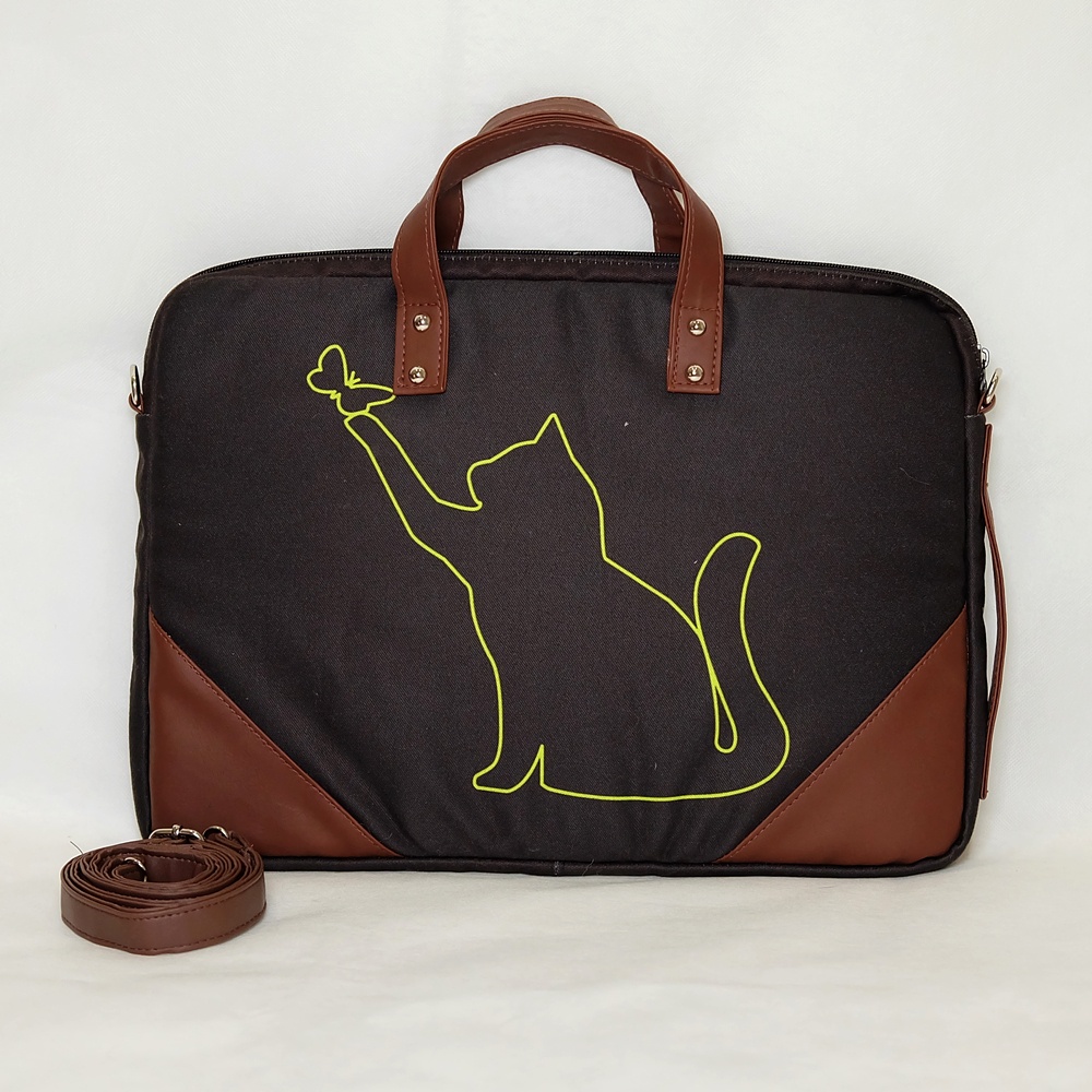 Gatto - Tas Laptop Handmade Premium Motif Kucing  Untuk Catlovers Motif Cute Butterfly