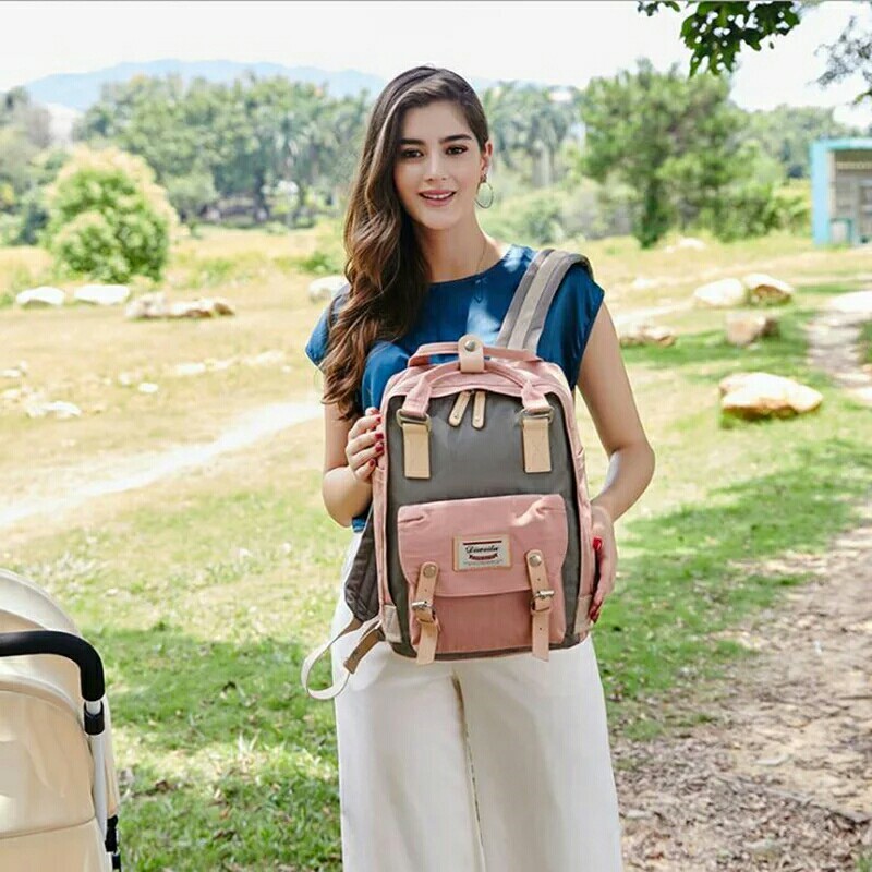 Ransel Wanita Sekolah Kapasitas Besar Ransel Kanvas Ransel untuk Anak Perempuan Fashion Vintage