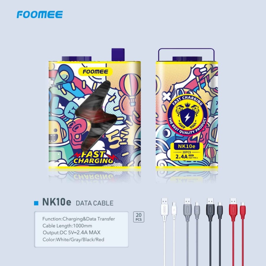 Kabel Data Type C Fast Charging FOOMEE NK10e - SATUAN ECERAN -