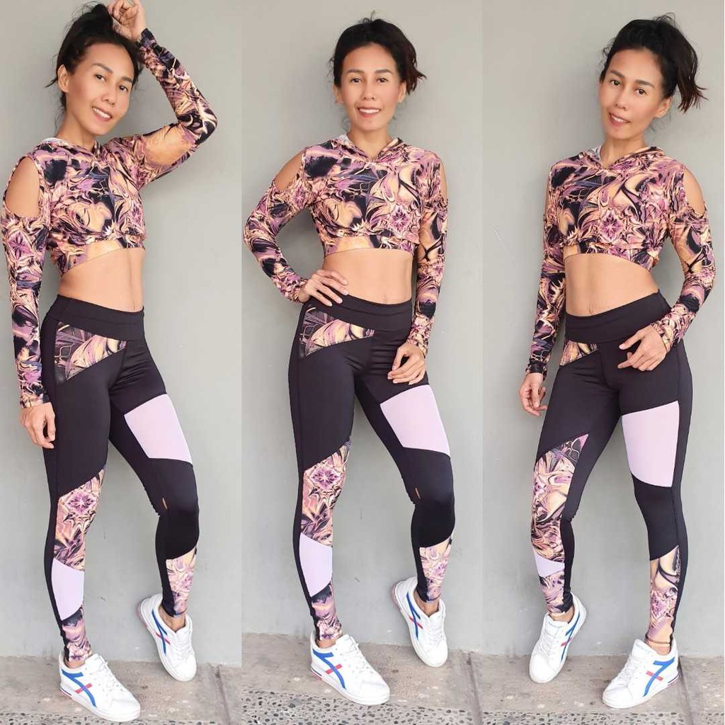 Set Crop  Top  Army Legging Setelan Baju  Senam Aerobic Zumba 