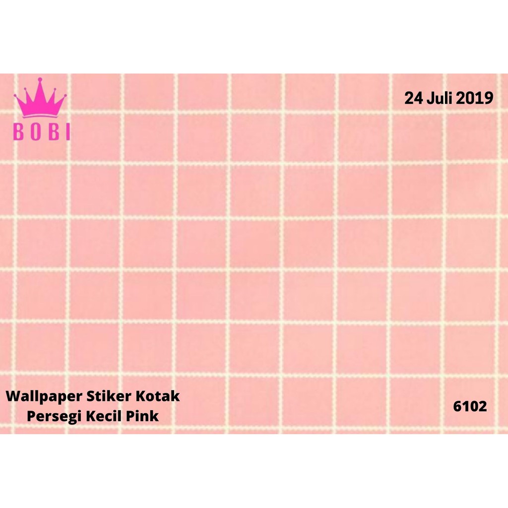 Wallpaper Sticker Motif Kotak2 Pink 6102 / Wallpaper New 2021 /  Uk.9mx45cm