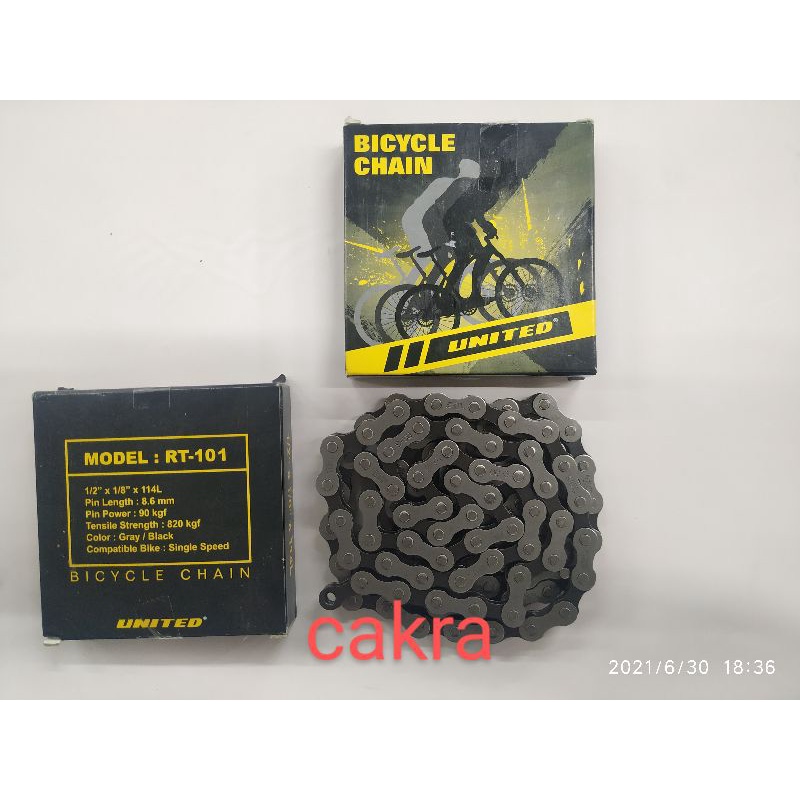 Rantai sepeda UNITED 114  sepeda anak BMX biasa single speed