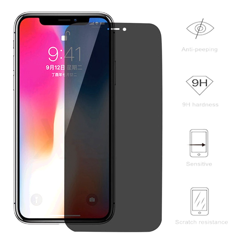 3 Pcs Pelindung Layar Tempered Glass Anti Spy Untuk VIVO X21 X20 X9 X23 X6 X27 S1 Y3 U1 Z5 U3X S5 X30 Z6 S6 X20 X6 X7 Plus X27 Plus X27 Pro M50E X12