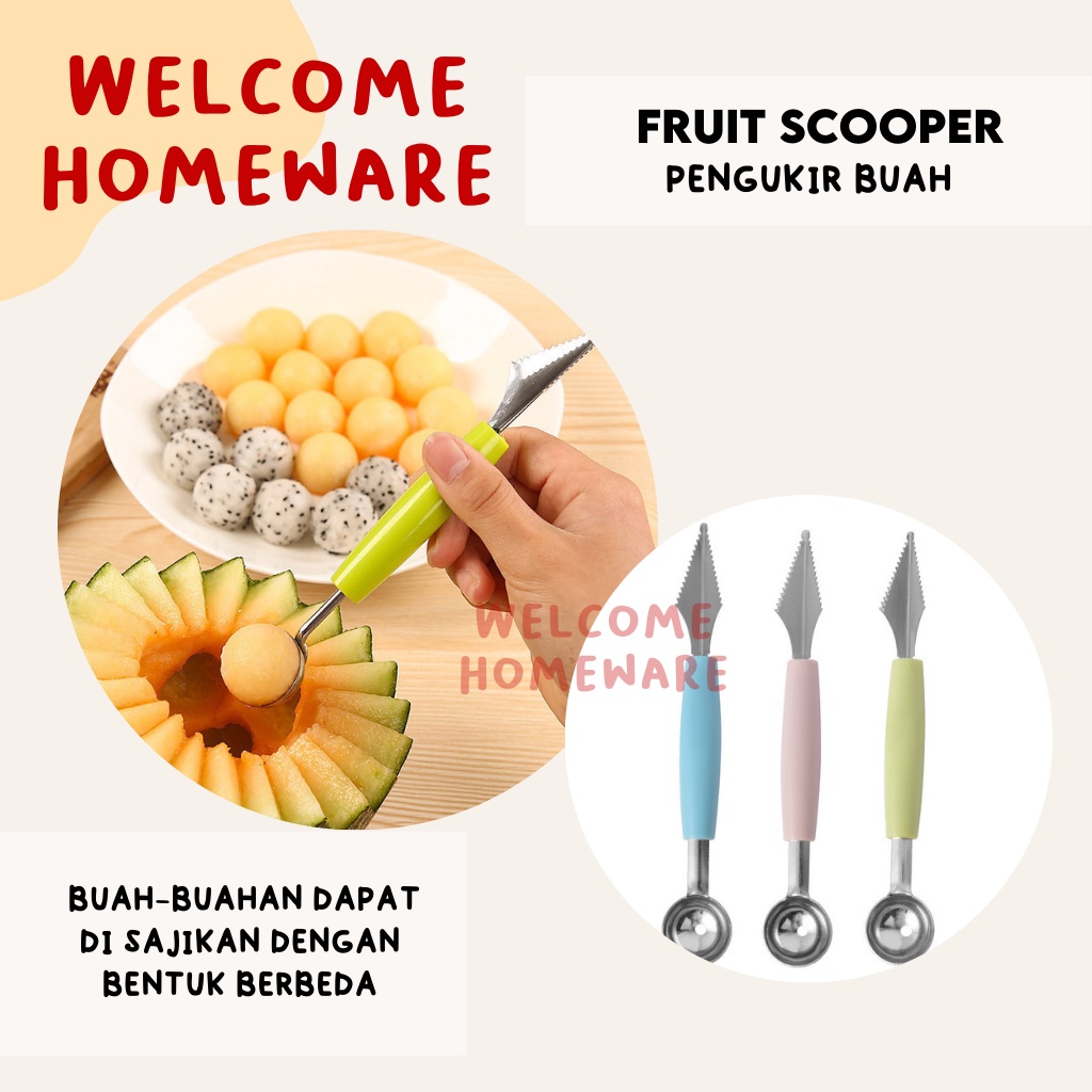 Fruit Scooper Pengukir Buah Pencongkel Pengeruk Pengeruk Sendok