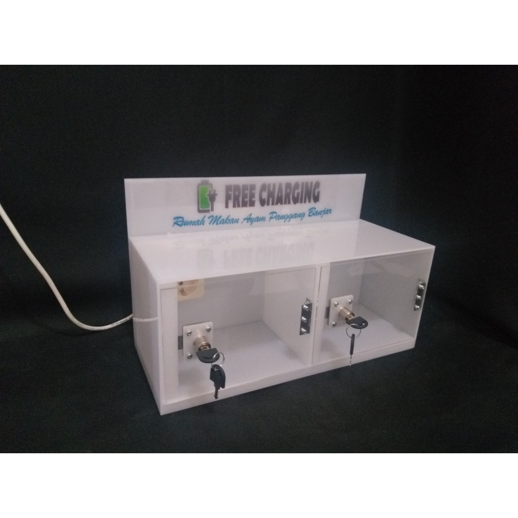 Box Charger Hp Murah 2 Pintu, tempat charger hp akrilik, box charger
