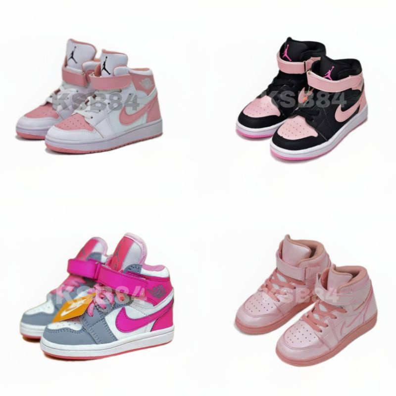 Sepatu anak perempuan air jordan  26-35  grade original import premium black peach / sepatu sneakers