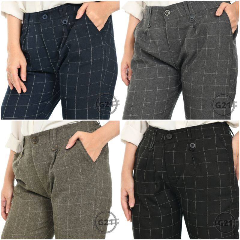 Celana Panjang Bahan Pinggang Karet Wanita Kerja Kantor Formal Casual Baggy Pants Celana Pinggang Karet Wanita Celana Casual Wanita Celana Kerja Wanita Celana Bahan Wanita Celana Kantor Wanita Celana Baggy Pants