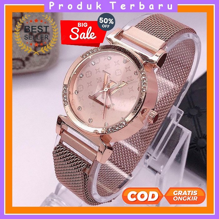 Jual Jam Tangan Wanita/Rantai Magnet/ LV Produk/Permata /Import