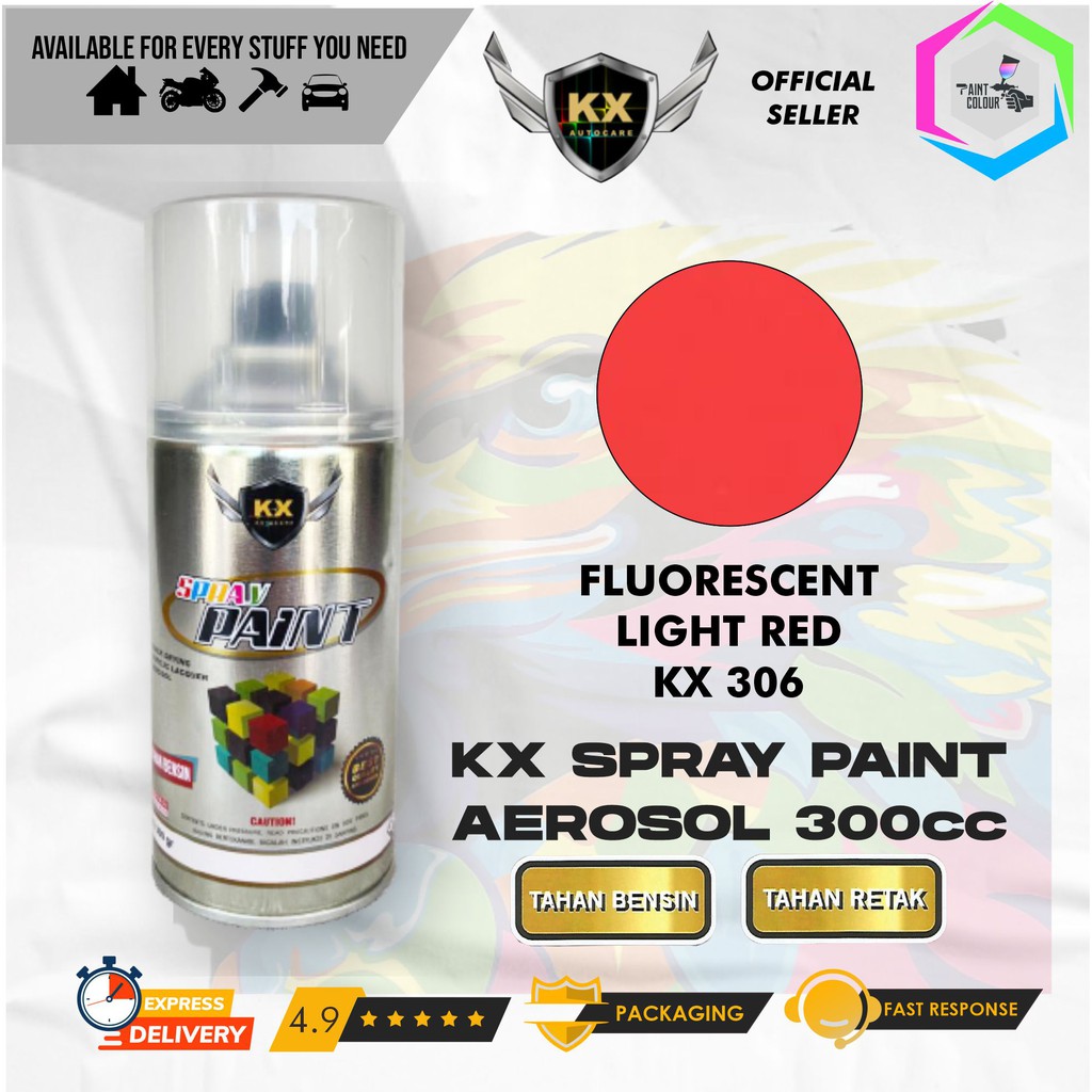 Cat Semprot Aerosol / Pylox KX Autocare Paint - KX 306 FLUORESCENT RED